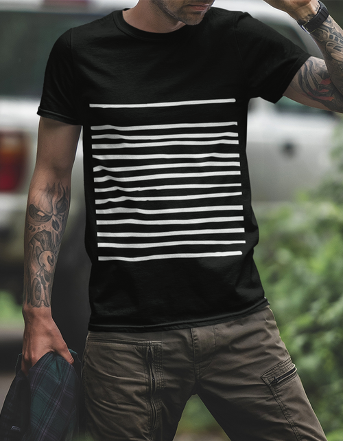 Load image into Gallery viewer, Mens T-Shirt with Lines in Black
